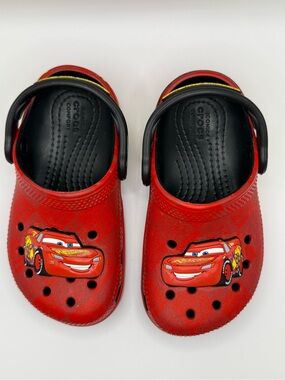 CROCS Red, Black and Yellow Kids Lightning Clogs